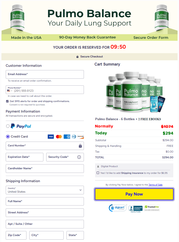 Pulmo Balance order form